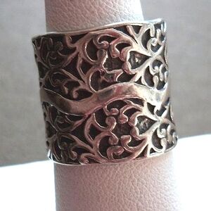 Silpada Oxidized .925 Sterling Silver Filigree Ring R1741